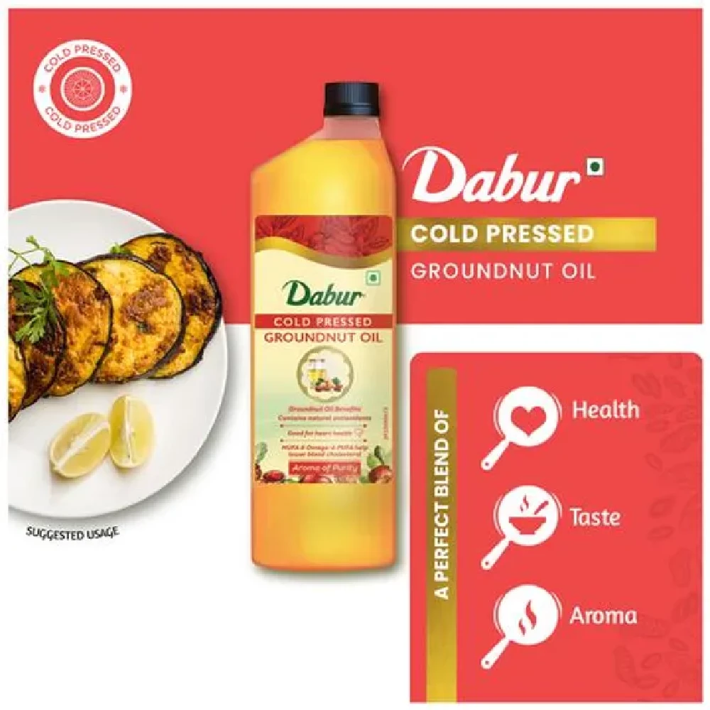 Dabur Cold Pressed Groundnut Cooking Oil, 1 L Bottle-3.webp